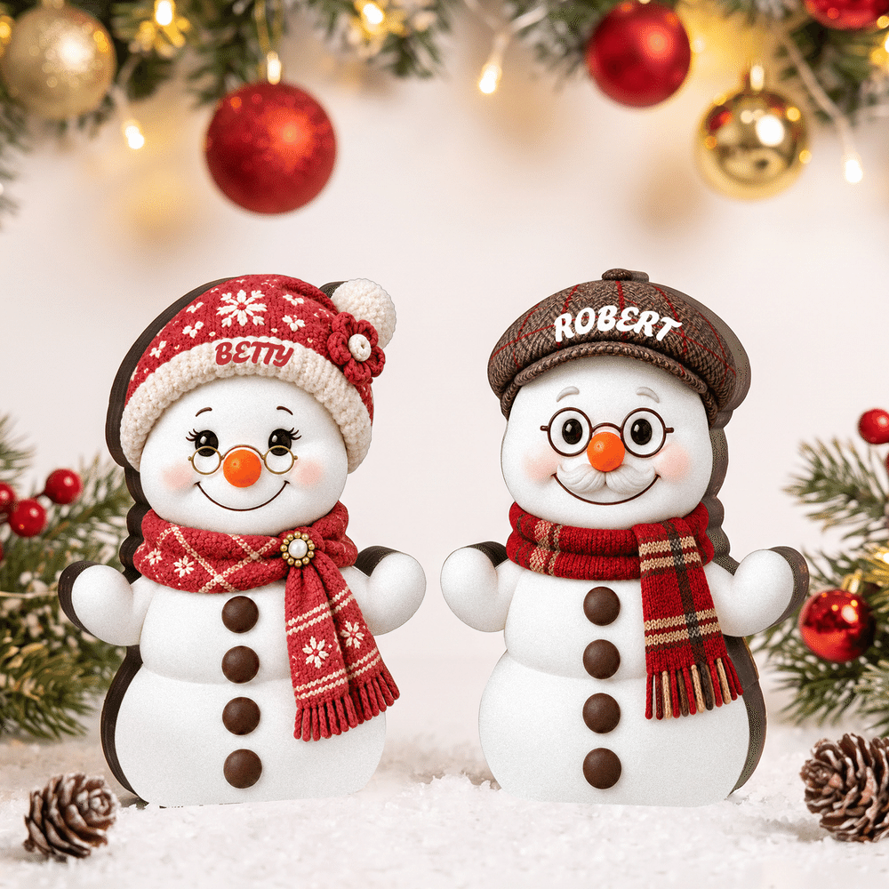 Personalized 1-15 Christmas Snowman Family Layered Wooden Decoration with Name Text and Base Home Decor Christmas Gift for Family Grandparents 4