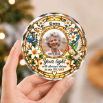 Personalised Stained Style Floral Glass Ornament with Photo and Name Christmas Memorial Gift for Family Friends 5