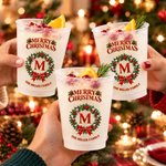 Personalized Christmas Wreath Design Plastic Cups with Initial and Text Set of 10 Family Gathering Christmas Party Gift for Family Friends 3