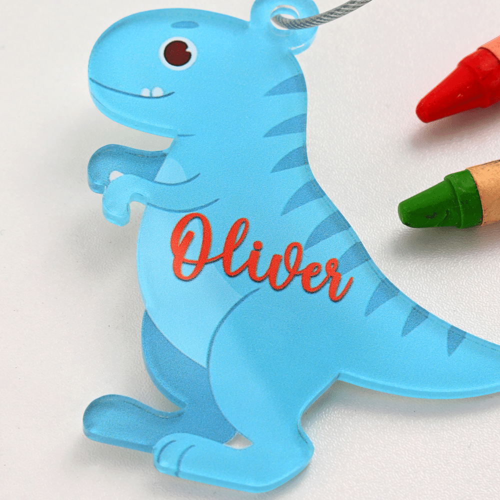 Personalized Multicolour Cartoon Dinosaur Acrylic Keychain with Name and Wire Rope Christmas Birthday Gift for Kids Dinosaur Enthusiasts 3