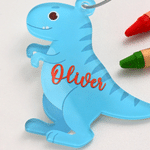 Personalized Multicolour Cartoon Dinosaur Acrylic Keychain with Name and Wire Rope Christmas Birthday Gift for Kids Dinosaur Enthusiasts 3