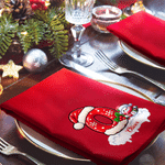 Personalized Snowman & Christmas Initial Cotton Red Christmas Napkin with Name Table Decor Christmas Gift for Family Friends 3