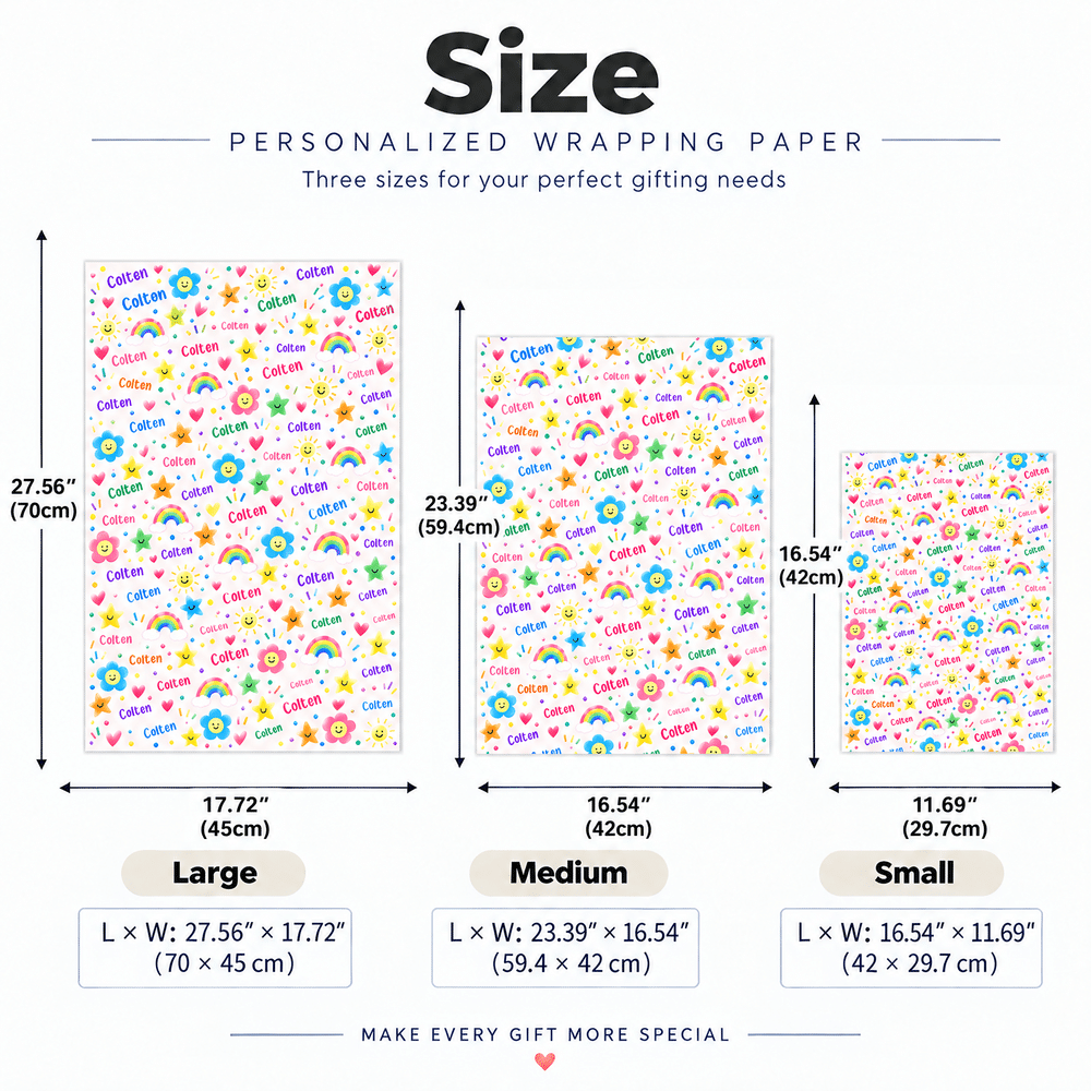 Personalized Cartoon Smiley Face Name Cloud Wrapping Paper Christmas Gift Decor Holiday Party Favor for Family Friend 9