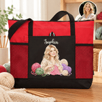 Personalised Crochet Lover Photo Large Capacity Tote Bag with Name and Mesh Pockets Birthday Christmas Gift for Knitting Crochet Lover 1