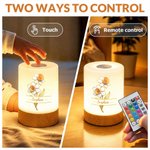 Personalised Gold-Edged Birth Flower Dimmable Touch LED Night Light with Name and Adjustable Colors Birthday Christmas Gift for Woman New Mum 6