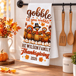Personalized Thanksgiving Turkey Pumpkin Pattern Super Absorbent Tea Towel with Text and Year Thanksgiving Day Housewarming Gift for Family Friend 7