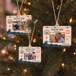 Personalised Ocean Trip Ship Ticket Design Christmas Ornament with Cruise Ship Name and Date Holiday Christmas Gift for Family Cruise Lovers 2
