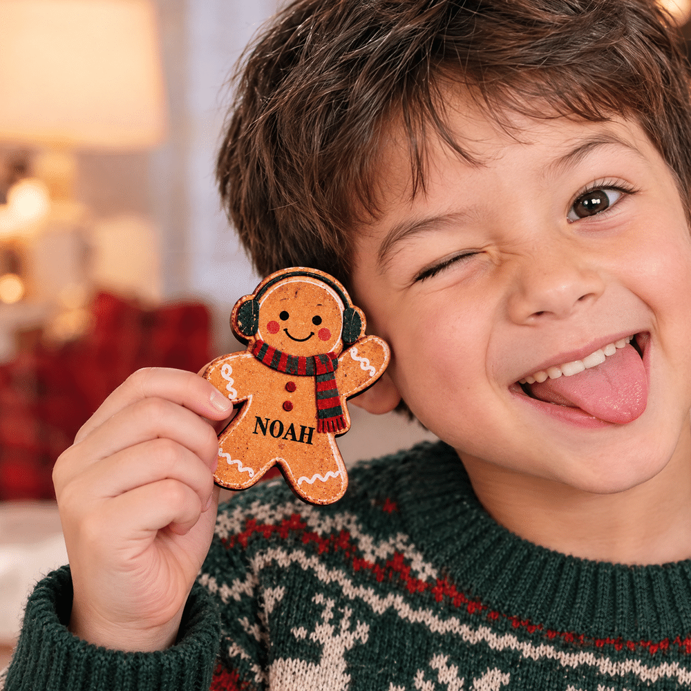 Personalized Cute 1-15 Gingerbread Men Wooden Decoration with Name and Base Home Decor Christmas Gift for Family 6