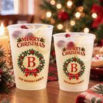Personalized Christmas Wreath Design Plastic Cups with Initial and Text Set of 10 Family Gathering Christmas Party Gift for Family Friends 1