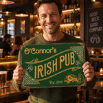 Personalised Vintage Shamrock Irish Pub Green Metal Sign with Name and Year Wall Decor Birthday Christmas Gift for Father Husband Drinker 7