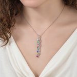 Personalized Minimalist Family 2-8 Heart Shaped Birthstones Necklace with Engraved Names Mother's Day Birthday Gift for Women Mom 8