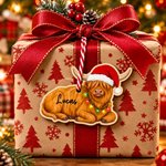 Personalized Christmas Hat Highland Cow Wooden Ornament with Name Home Decor Christmas Gift for Highland Cow Lovers Friends 4