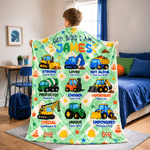 Personalised Multicolour Construction Vehicle & Bible Verse Soft Throw Blanket with Name Home Decor Christmas Gift for Kid Lorry Lover Christian 5