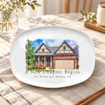 Personalised Oil Painting Style House Photo Decorative Plate with Text Home Decor Housewarming Birthday Gift for Family New Home Mover Newlywed 3