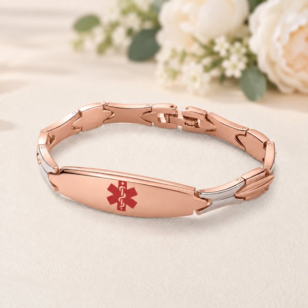 Personalisiertes „Star of Life“-Armband als medizinisches Notfall-ID-Armband mit eingraviertem Text – Notfall- und Erste-Hilfe-Geschenk zum Geburtstag für weibliche Patienten
