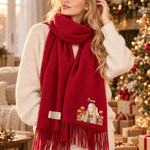 Personalised Watercolor Photo Birth Flower Soft Warm Tassel Scarf with Name Winter Accessory Birthday Christmas Gift for Family Friends Women 2