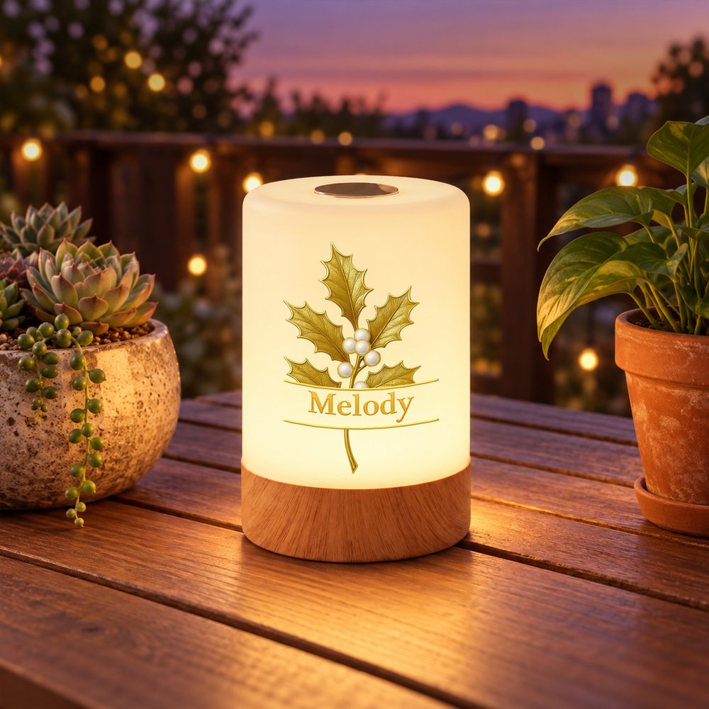 Personalised Gold-Edged Birth Flower Dimmable Touch LED Night Light with Name and Adjustable Colors Birthday Christmas Gift for Woman New Mum 3