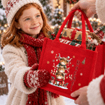 Personalized Christmas Highland Cow Snowflake Large Jute Tote Bag with Name Christmas Party Gift for Kids Family Friends 2