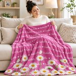 Individuell gestaltete Wortwolke mit Geburtsblume – weiche Kuscheldecke mit Namen – Wohnaccessoire – Weihnachts- und Geburtstagsgeschenk für Familie und Freunde 3