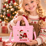 Personalized 3D-Style Art Santa Snowman Christmas Corduroy Crossbody Handbag with Name and Initial Christmas Gift for Boys Girls Family 2