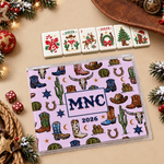 Personalized Western Cowgirl Style Tri-Folded Mahjong Card Cover with Name and Year Birthday Mahjong Night Gift for Mahjong Lovers 5