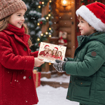 Personalized Merry Christmas Hand-Drawn Style Character Photo Greeting Card with Text Christmas Gift for Friends Family 5