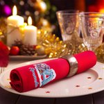 Personalized 3D-Effect Art Cute Yarn Snowman Initial 100% Cotton Red Napkin with Name Table Decor Christmas Gift for Family Friends 6