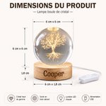 Veilleuse boule de cristal personnalisée avec nom et style - Gravure 3D LED socle en bois - Cadeau d'anniversaire pour enfants et amis 9