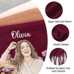 Personalised Watercolor Photo Birth Flower Soft Warm Tassel Scarf with Name Winter Accessory Birthday Christmas Gift for Family Friends Women 8