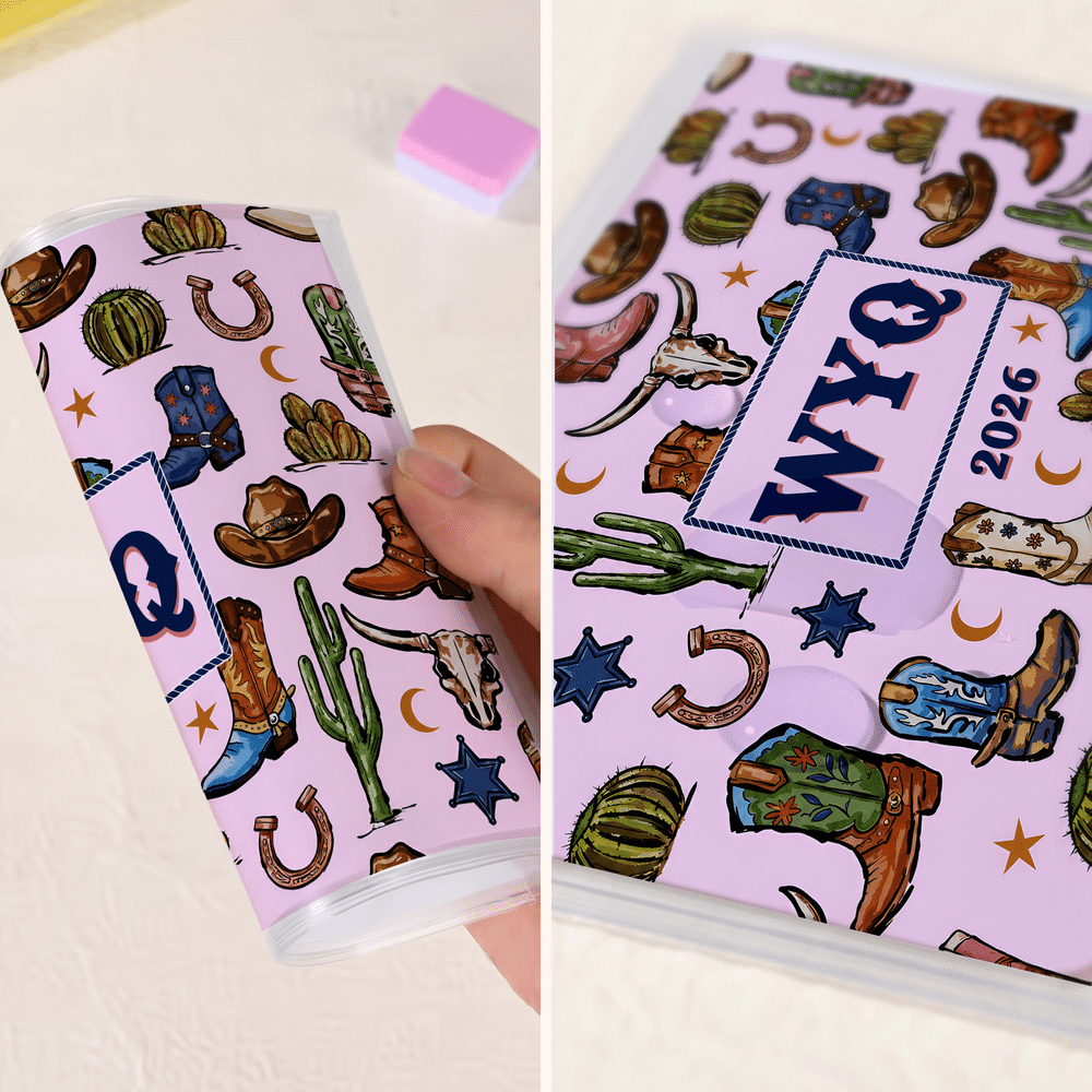 Personalized Western Cowgirl Style Tri-Folded Mahjong Card Cover with Name and Year Birthday Mahjong Night Gift for Mahjong Lovers 3