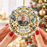 Personalised Stained Style Floral Glass Ornament with Photo and Name Christmas Memorial Gift for Family Friends 4