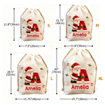 Personalized 3D-Style Artwork Christmas Theme Initial Large Canvas Drawstring Gift Bag with Name Christmas Party Holiday Gift for Kid Family 8