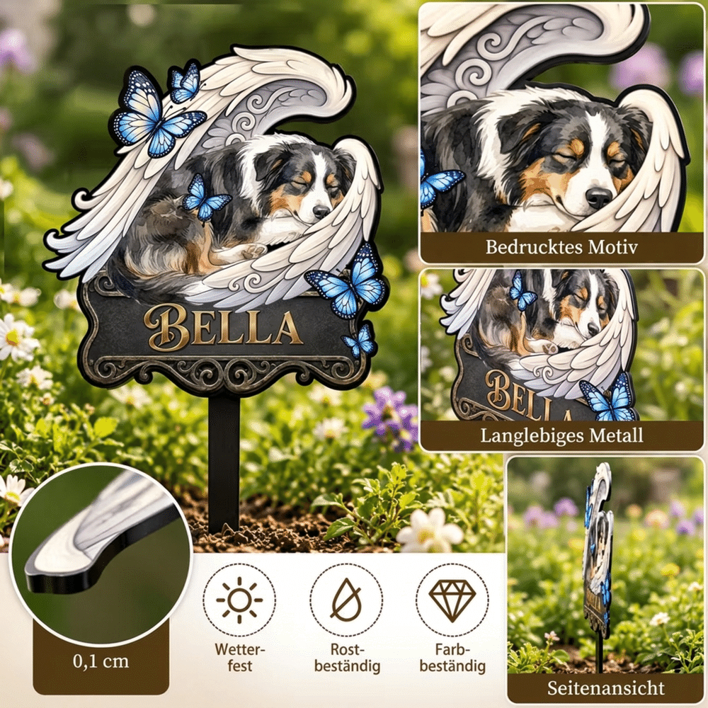 Personalisierter Gartenstecker aus Edelstahl | mit Haustierfoto & Namen | Wetterfeste Grabdeko | Beileidsgeschenk für Tierbesitzer 6