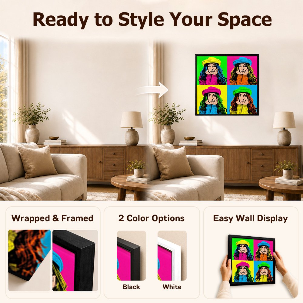 Personalized Pop Art Style Photo Four-Panel Canvas Wall Displays Canvas Set Home Decor Birthday Housewarming Gift for Family Friends 8