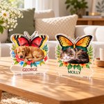 Personalized Birth Butterfly Floral Sleep Pet Photo Acrylic Ornament with Name Loss of Pet Sympathy Memorial Gift for Pet Owners 3