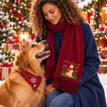 Personalized Christmas Theme Pet Photo Soft Warm Tassel Scarf Shawl with Title Winter Accessory Christmas Gift for Women Pet Owner 4