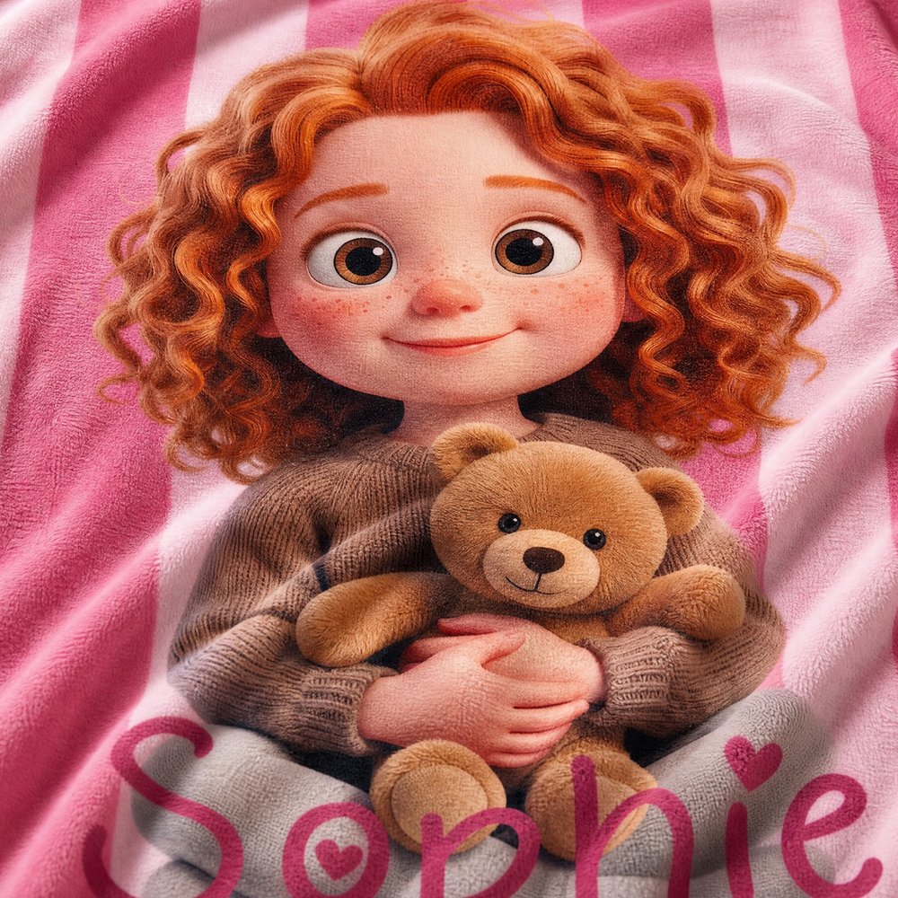 Personalized 3D-Effect Artwork Cartoon Style Kid Photo Soft Throw Blanket with Name Home Decor Christmas Birthday Gift for Kid 8