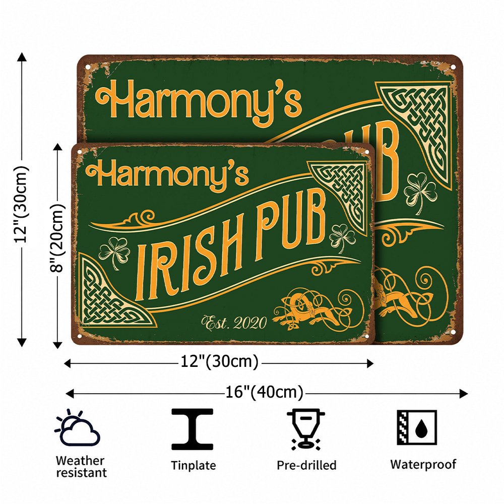 Personalised Vintage Shamrock Irish Pub Green Metal Sign with Name and Year Wall Decor Birthday Christmas Gift for Father Husband Drinker 8