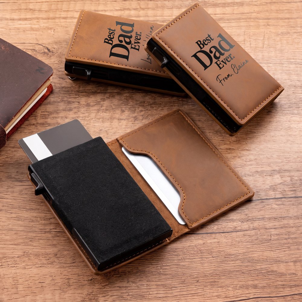 Personalised Best Dad Ever PU Leather Pop Up Wallet with Text and RFID Card Holder Christmas Birthday Gift for Dad 3