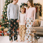 Pantalones de pijama suaves personalizados con fotos de la cara (de 1 a 5) de un muñeco de nieve, Papá Noel y un reno, para uso diario. Regalo de Navidad para niños y la familia. 3