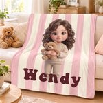 Personalized 3D-Effect Artwork Cartoon Style Kid Photo Soft Throw Blanket with Name Home Decor Christmas Birthday Gift for Kid 2