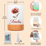 Personalized Birth Flower Dimmable Touch Control LED Night Light with Name Bedroom Decor Birthday Gift for Mother Friend 10