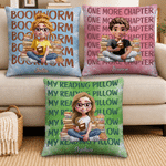 Personalised One More Chapter Reading Cartoon Character Cosy Cushion Cover with Name and Quote Home Decor Christmas Gift for Bookworms 1