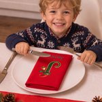 Personalized Christmas Theme Initial 100% Cotton Napkin with Name Table Decor Christmas Gift for Family Friends 6