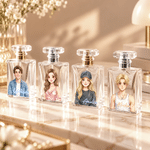 Personalised Watercolor Comic Style Photo Refillable Glass Perfume Bottle with Name Gift Exchange Birthday Christmas Gift for Women Man 3