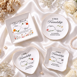 Personalized Best Friend Birth Flower Gold Rim Ceramic Trinket Jewellery Dish with 2 Names Birthday Anniversary Party Gift for Sisters Friends 2