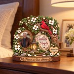 Personalised 3D-Effect Artwork Red Cardinal Tree Photo Layered Wooden Decoration with Year and Text Sympathy Memorial Gift for Family 8
