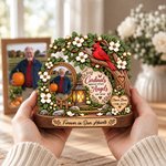 Personalised 3D-Effect Artwork Red Cardinal Tree Photo Layered Wooden Decoration with Year and Text Sympathy Memorial Gift for Family 2