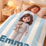 Personalized 3D-Effect Artwork Cartoon Style Kid Photo Soft Throw Blanket with Name Home Decor Christmas Birthday Gift for Kid 7