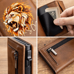 Personalized 3D-Effect Artwork Lion PU Leather RFID Blocking Pop Up Wallet with Name and Gift Box Business Trip Christmas Gift for Man 7